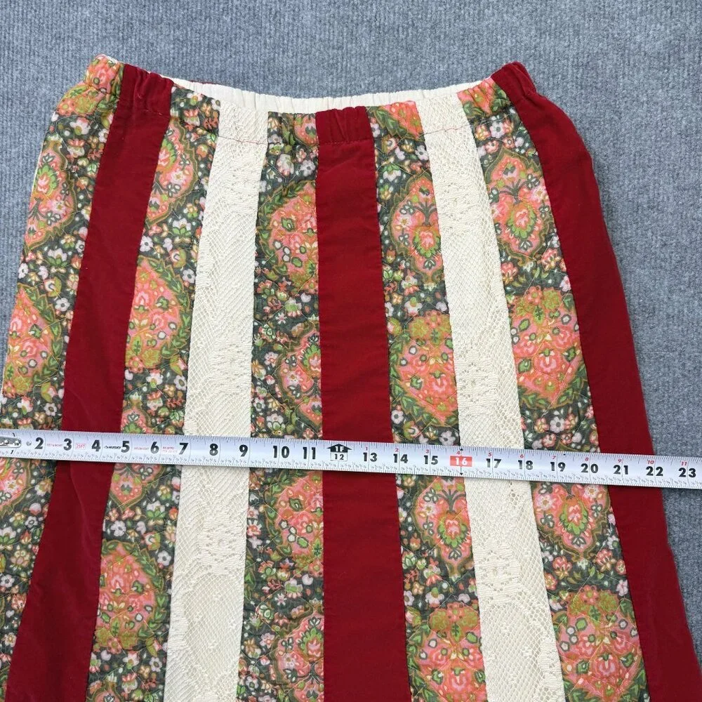 VTG 70s Chessa Davis Velvet Lace Cottagecore Prairie Maxi Skirt Holiday Size M? - Picture 12 of 15